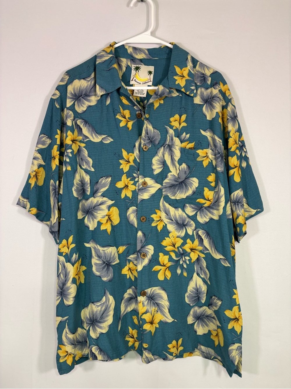 Vintage Banana Cabana 100% Silk Hawaiian Shirt Men’s Vacation Large